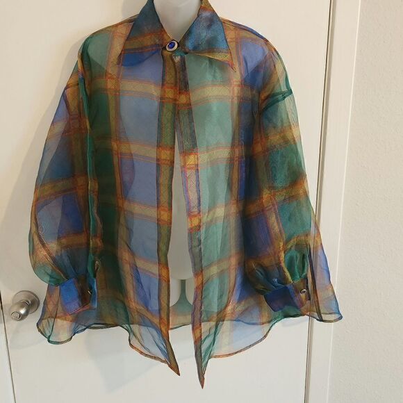 Vintage victoria secret 1990s Sheer Plaid Jacket Size M - Picture 4 of 9